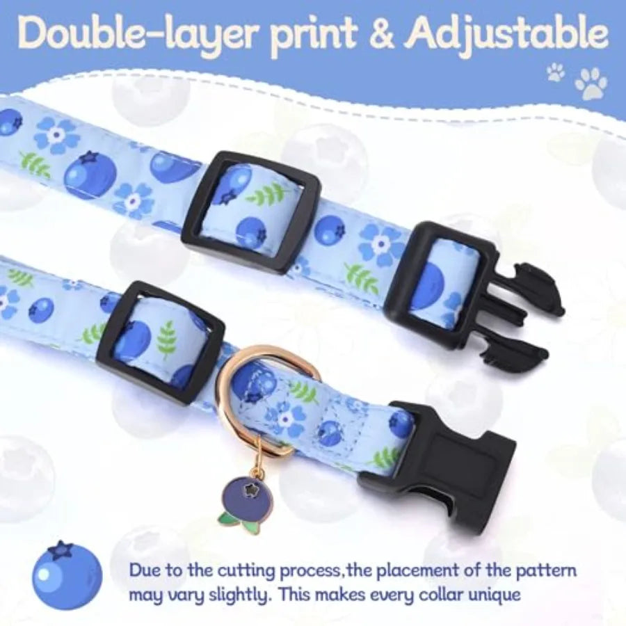 3 Pack Floral Dog Collars for Small Medium Female Dogs, Girl Dog Collar with Red Rose Flower, Summer Cute Adjustable Puppy Coll