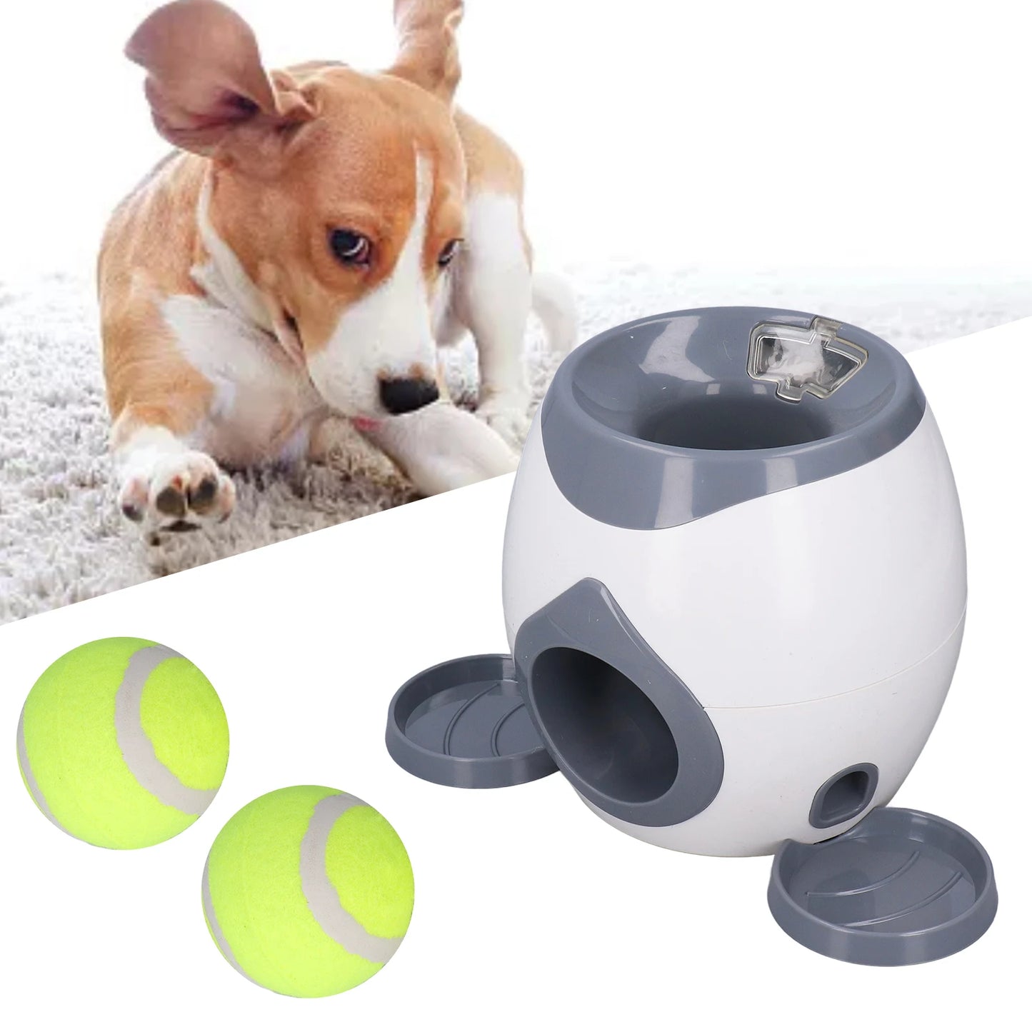 Plastic Dog Ball Feeding Toys Dog Tennis Ball Feeding Machine with 2 Tennis for Dog Training Pet Fetch Tennis