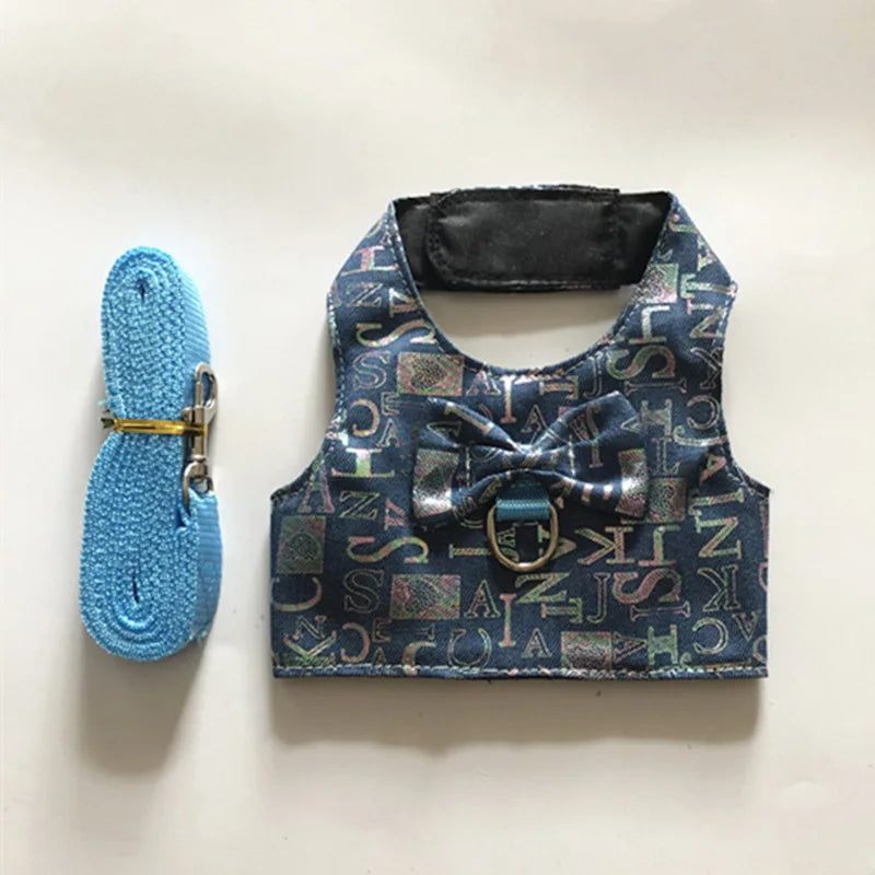 Small Animal Outdoor Walking Harness and Leash Set Cute Clothes for Puppy Kitten Pigs Bunny Chinchillas Necklace Rabbit Vest