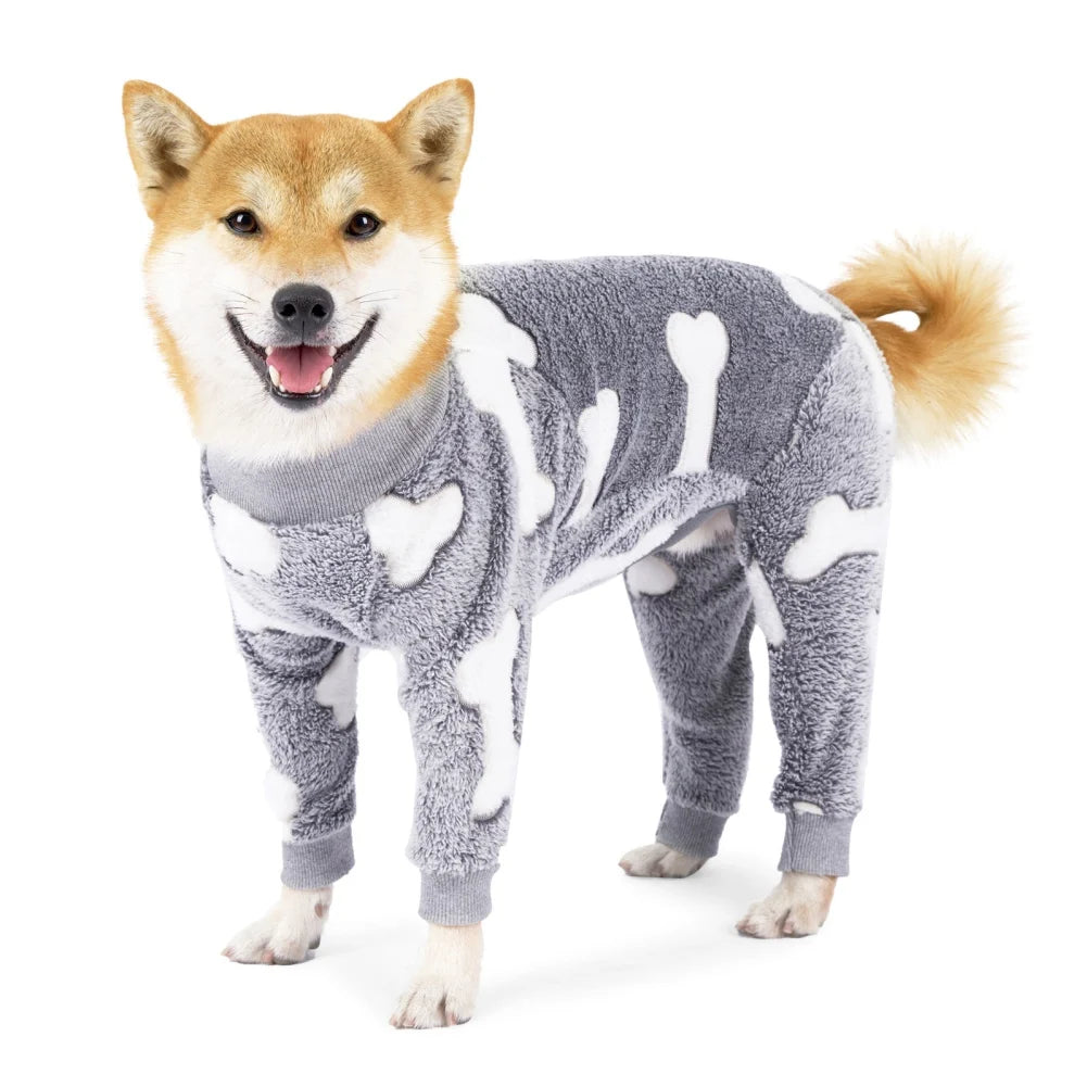 Winter Pet Dog Jumpsuit Clothes Warm Fleece Puppy Dog Pajamas Pet Overalls Costumes For Small Medium Large Dogs French Bulldog