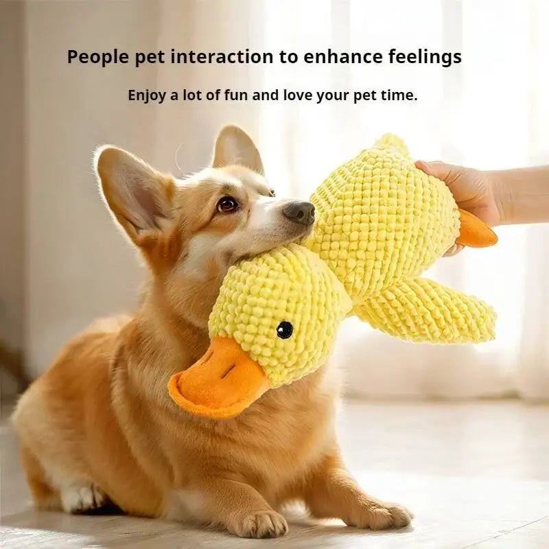 Squeaky Plush Duck Dog Toy Bite Resistant Puppy Chew Toy Teeth Grinding Companion Sleep Toy