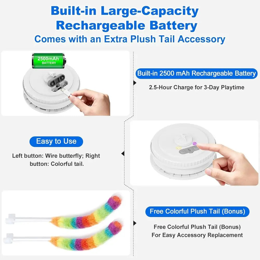 Interactive Cat Toys for Indoor Cats, Newly Upgraded Rechargeable Touch and Seek Kitten Toys to Combat Boredom in Adult Cats (Bl