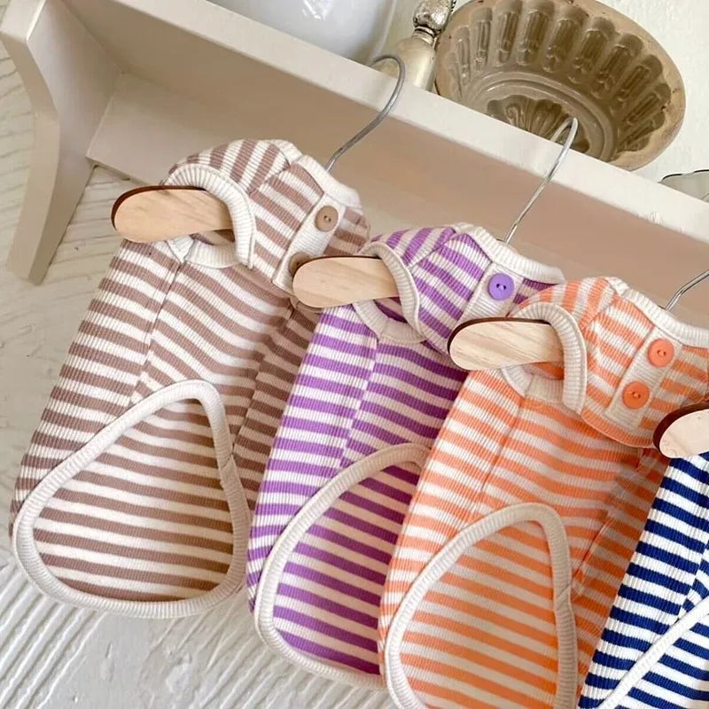 New Pet Dog Striped Sweatshirt Clothes for Small Puppy Summer Clothes Soft Cat Vest Bichon Chihuahua Costumes