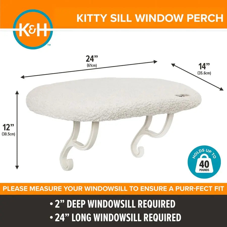 Kitty Sill Cat Window Perch for Large Cats, Orthopedic Window Hammock Bed Holds 40LBS, Washable Cover, Kitty Windowsill Bed Seat