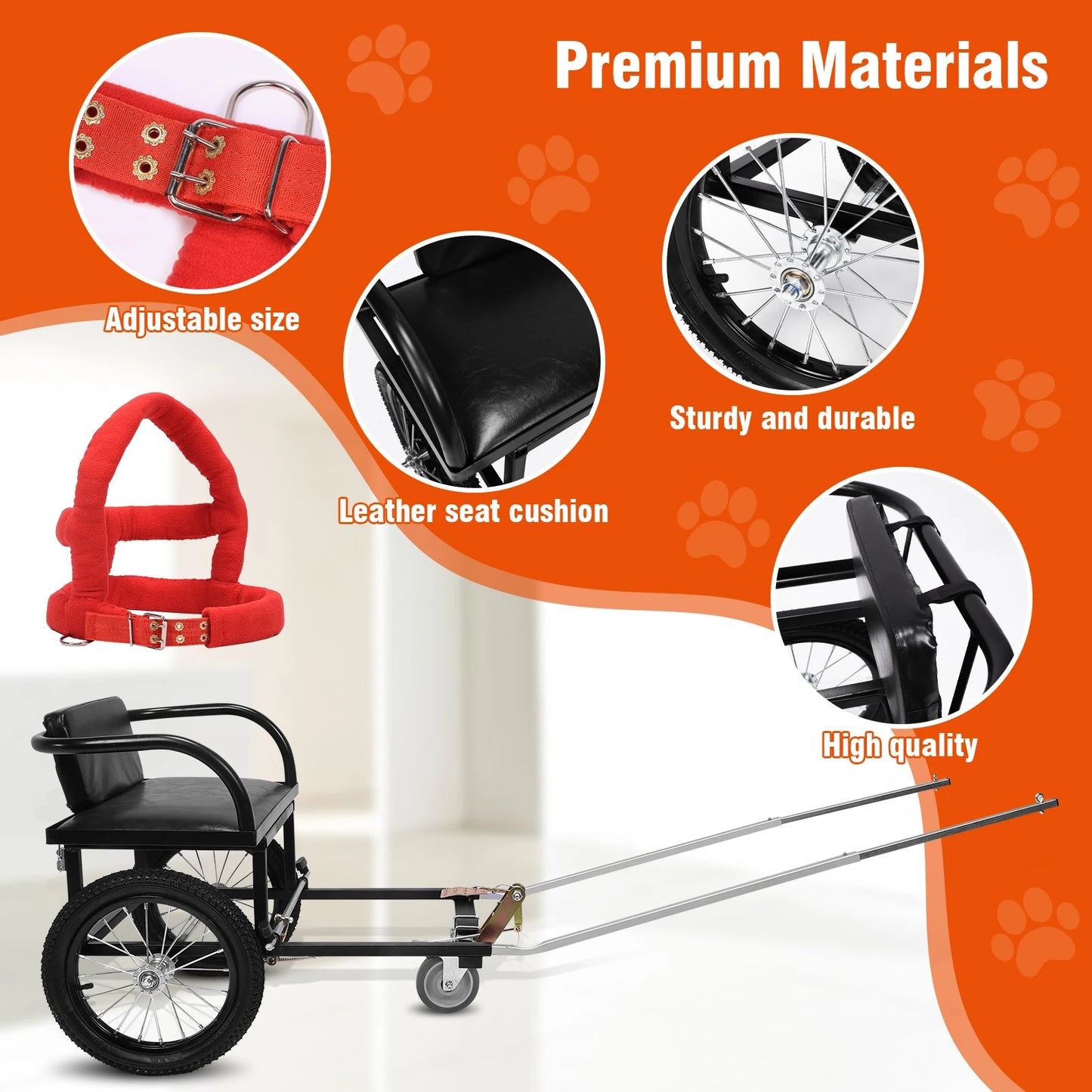 Dog Carts for Owners To Take Pets To Shopping Dogs Pulling Stroller Cart W/ Seat 40-60KG Double Brake
