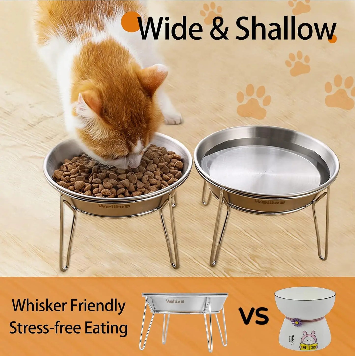 4-Pack Stainless Steel Raised Pet Bowls for Cats and Small Dogs, Anti-Whisker Fatigue, Easy Clean