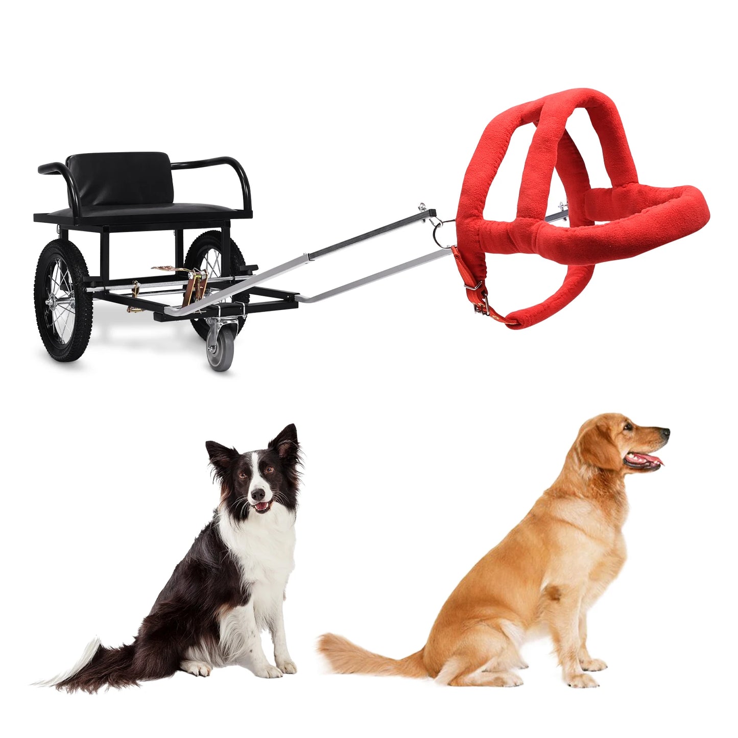 Dog Carts for Owners To Take Pets To Shopping Dogs Pulling Stroller Cart W/ Seat 40-60KG Double Brake