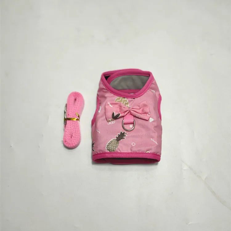 Small Animal Outdoor Walking Harness and Leash Set Cute Clothes for Puppy Kitten Pigs Bunny Chinchillas Necklace Rabbit Vest