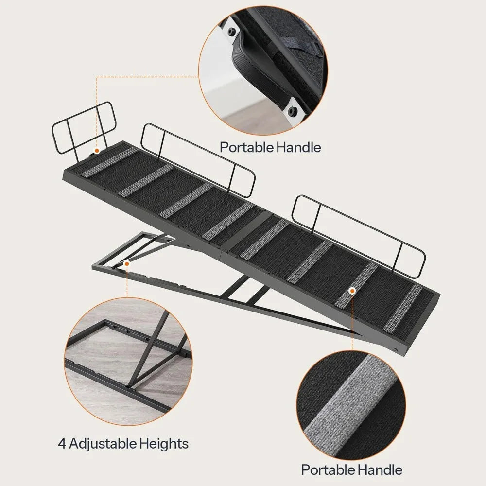 Dog Ramp Bed Pet Bed Access Ramp Dog Ramp with Non-Slip Carpet Surface Black