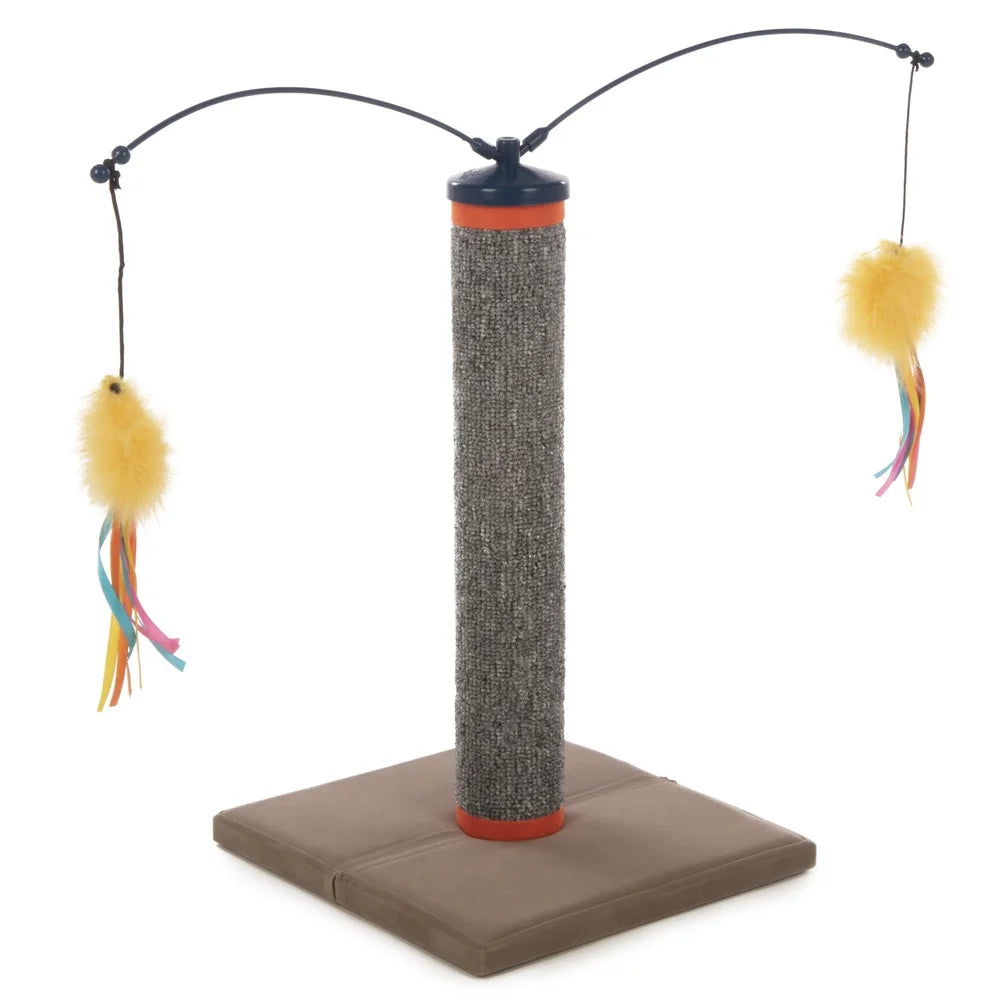 Scratch and Spin Carpet Cat Scratching Post with Interactive Spinning Wand Toys Healthy Nail Growth Multi-Purpose Cat Fun