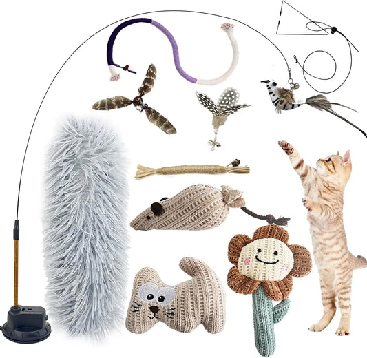 7-in-1 Interactive Cat Toy with Suction Cup, Silvervine Stick, Sisal Rope for Indoor Cats