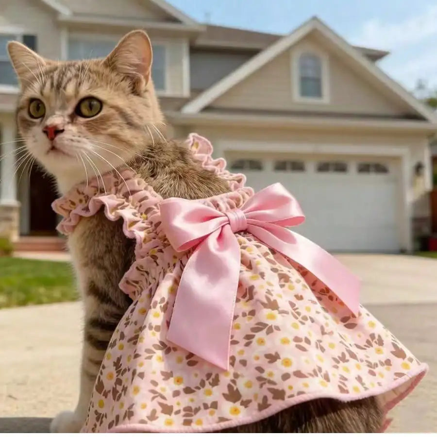 1pc Romantic Ditsy Floral Sleeveless Dress For Small Dogs & Cats, Breathable Lightweight Elegant Princess Style, Suitable For Spring & Summer