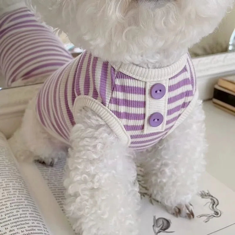 New Pet Dog Striped Sweatshirt Clothes for Small Puppy Summer Clothes Soft Cat Vest Bichon Chihuahua Costumes