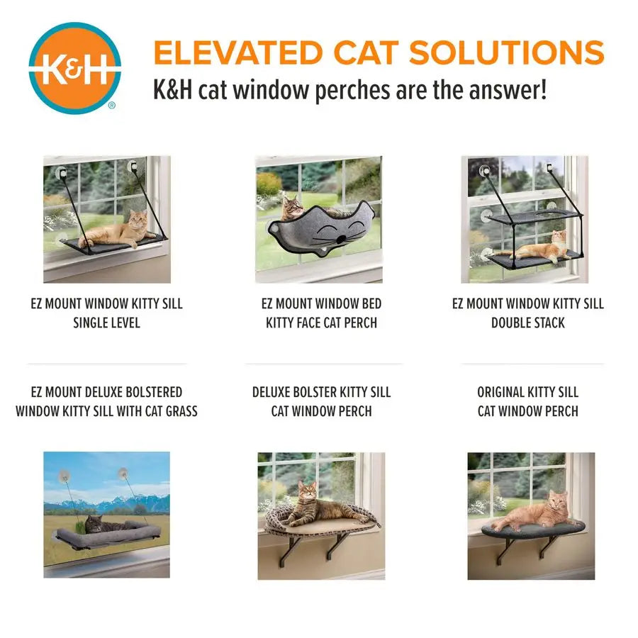 Kitty Sill Cat Window Perch for Large Cats, Orthopedic Window Hammock Bed Holds 40LBS, Washable Cover, Kitty Windowsill Bed Seat