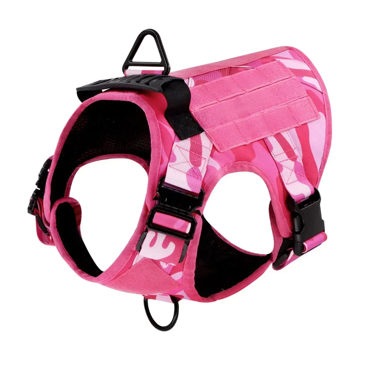 Pink Camo Dog Harness Service Dog Vest for Large Breed Dogs Adjustable Molle Vest Molle Vest with Patchs Hook and Loop Panel