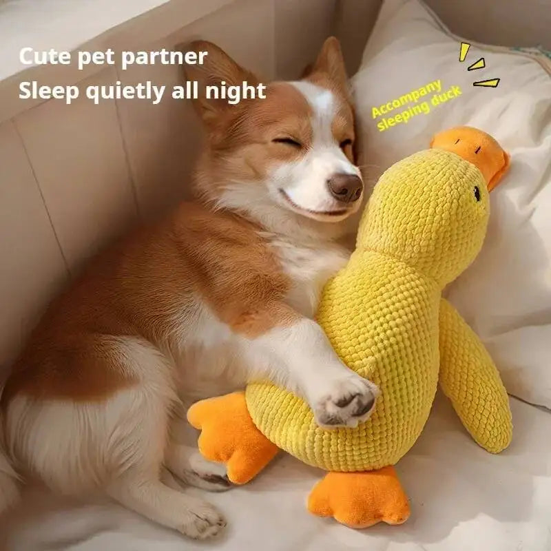 Squeaky Plush Duck Dog Toy Bite Resistant Puppy Chew Toy Teeth Grinding Companion Sleep Toy