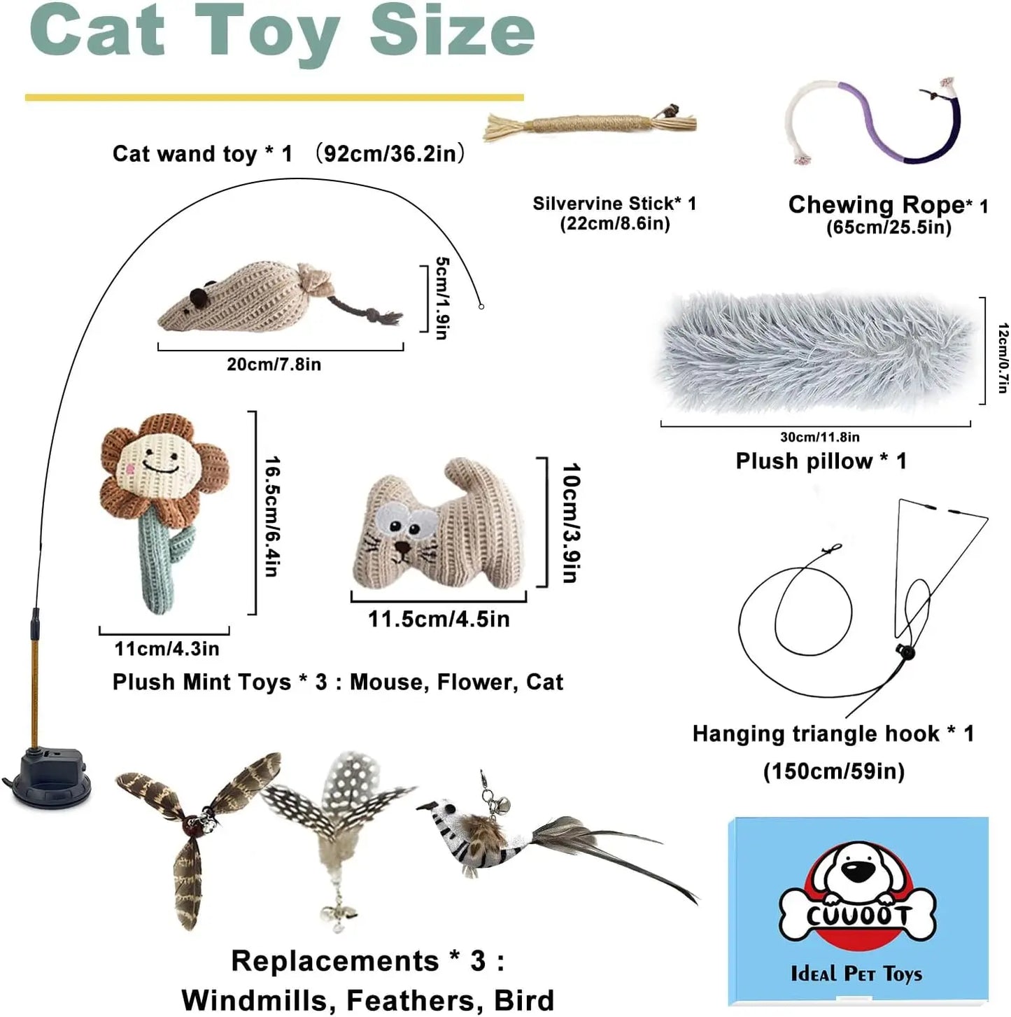 7-in-1 Interactive Cat Toy with Suction Cup, Silvervine Stick, Sisal Rope for Indoor Cats