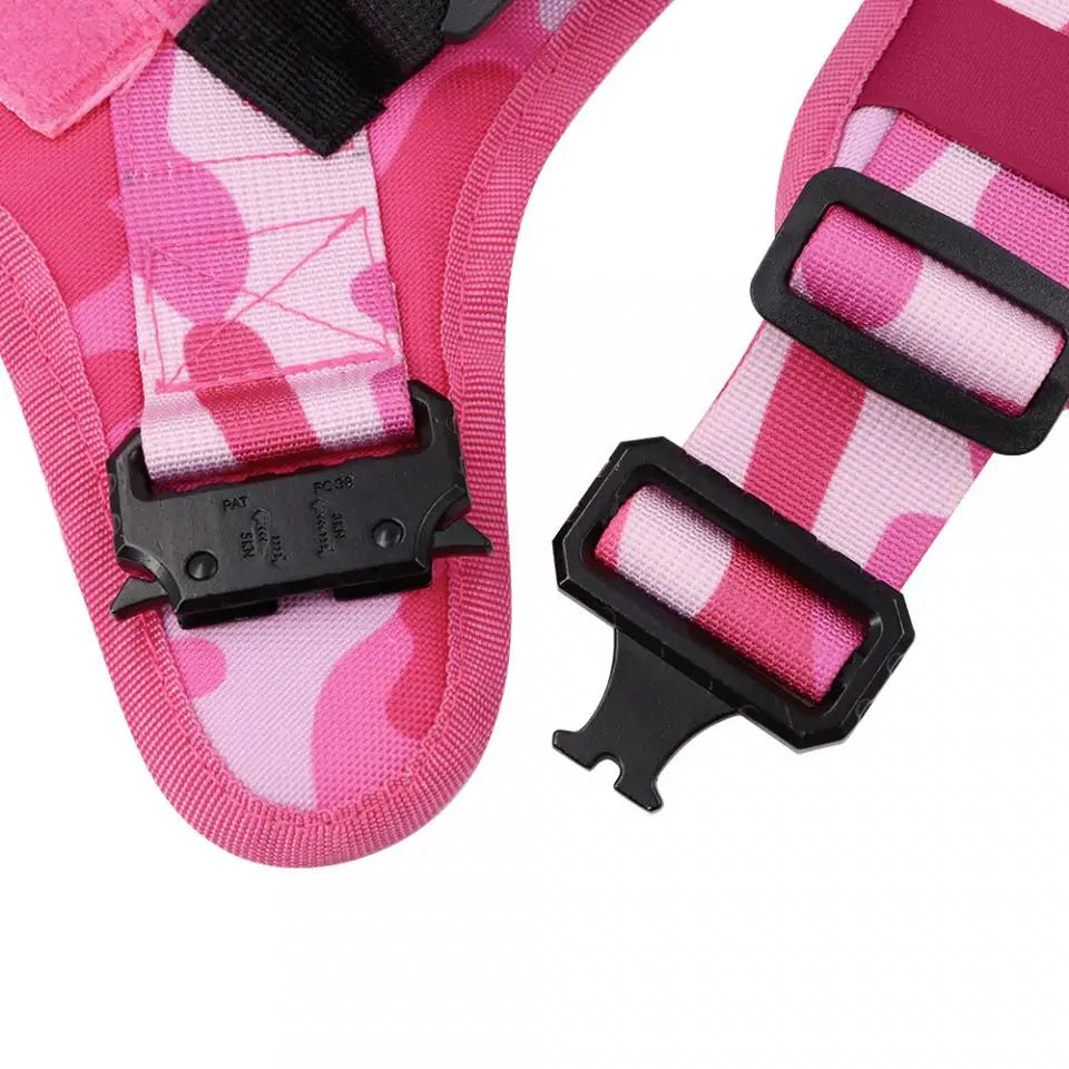 Pink Camo Dog Harness Service Dog Vest for Large Breed Dogs Adjustable Molle Vest Molle Vest with Patchs Hook and Loop Panel