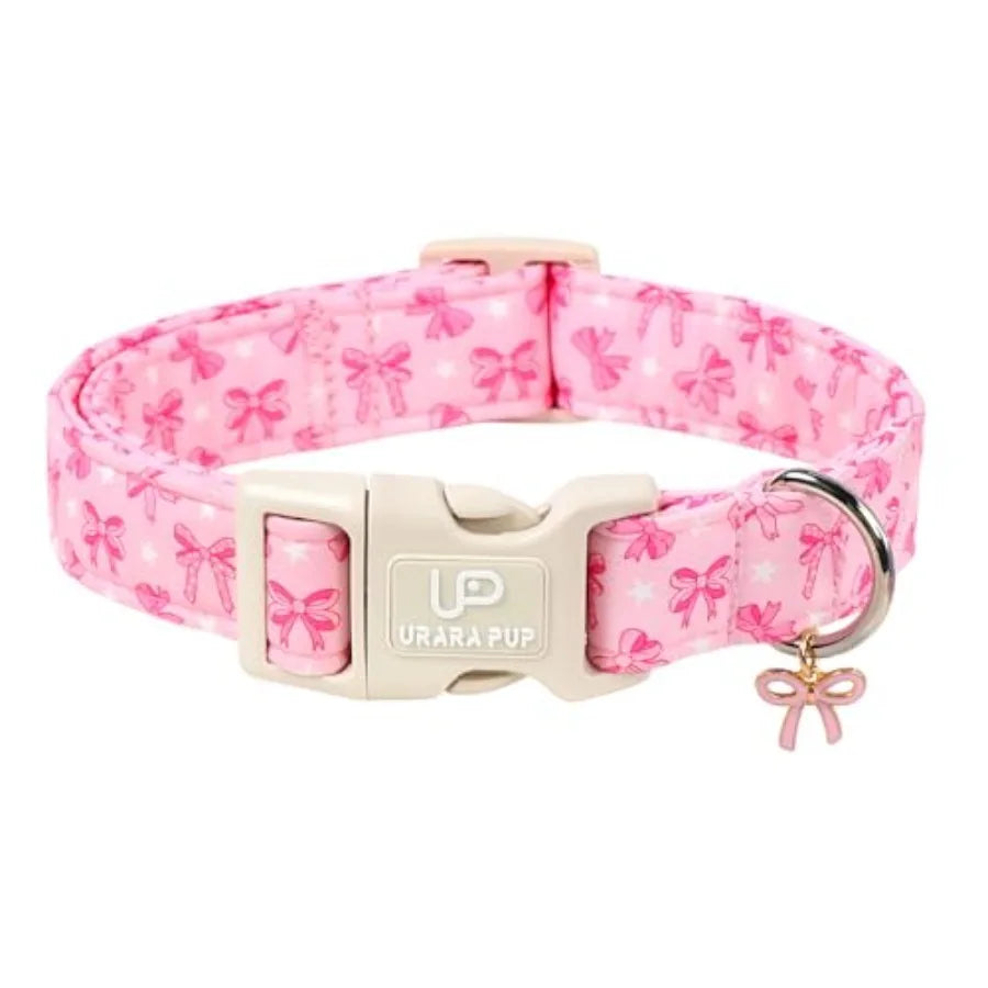 Peach Dog Collar, Summer Spring Cotton Dog Collar, Cute Fruit Pattern Adjustable Pink Pet Collar, Lightweight Durable Quick Rel