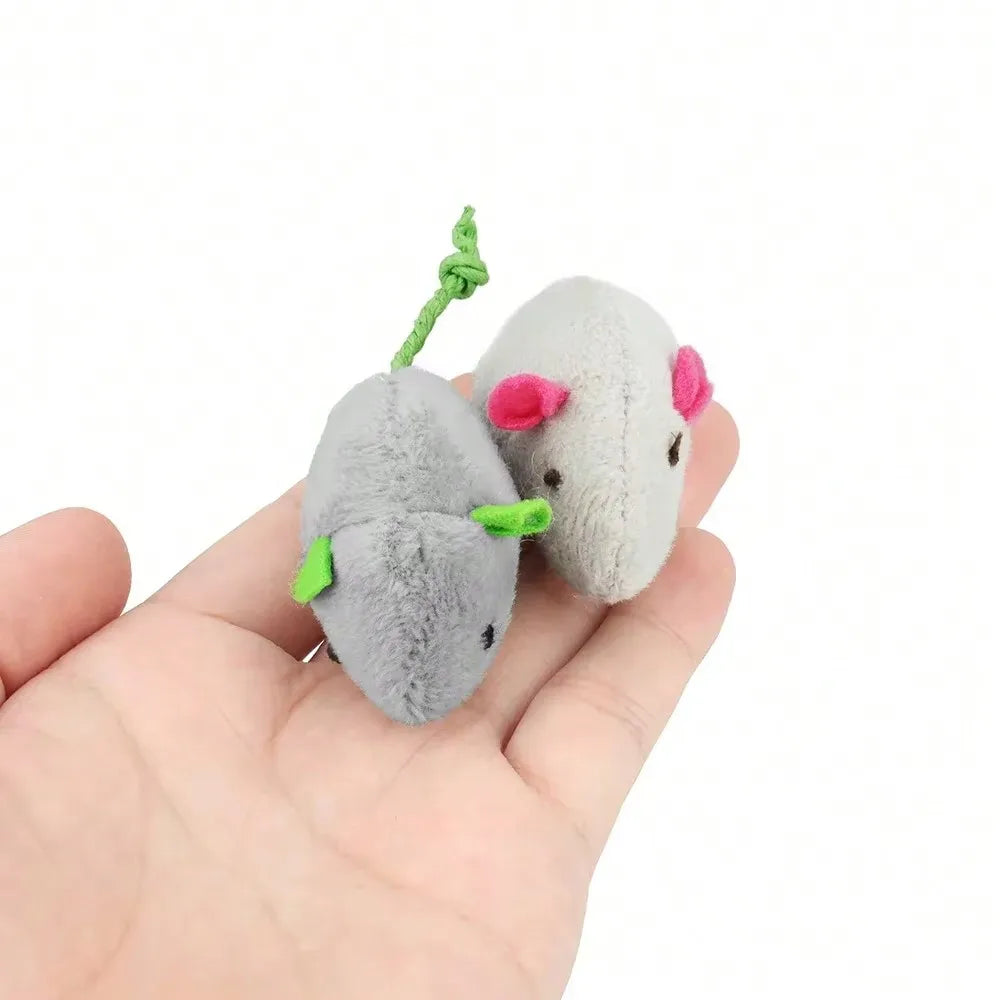 1-10 Pieces Set Rattle Cat Mouse Toy Imitation Fur Cat Mouse Toy Interactive Cat Game Toy Indoor Cat Toy