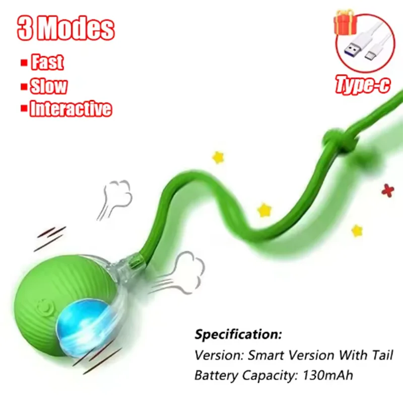 Automatic Interactive Cat Ball, Smart Self-Play Toy with Long Lasting Battery, Chew Proof for Cats Kittens