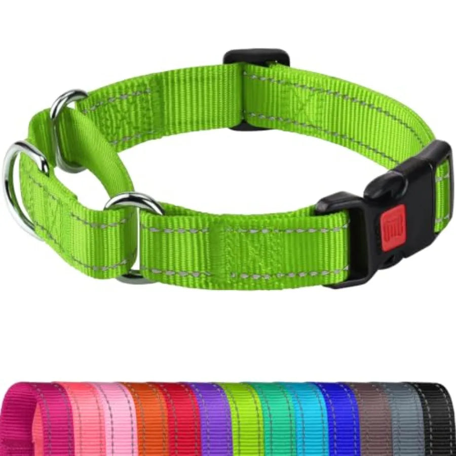 Martingale Collar for Dogs, Reflective Escape Proof Training Dog Collars with Safety Lock Buckle, No Slip Soft Nylon for Medium