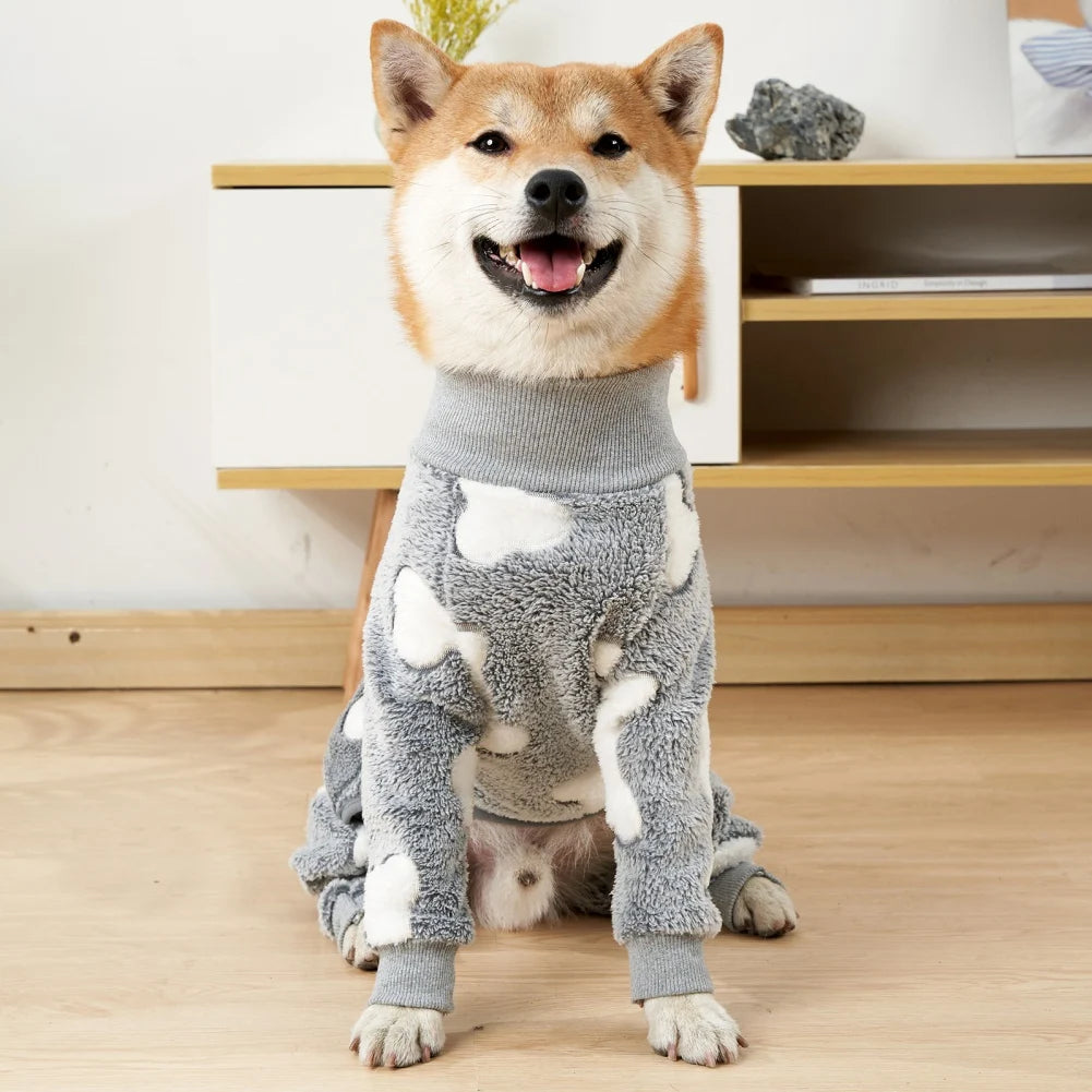 Winter Pet Dog Jumpsuit Clothes Warm Fleece Puppy Dog Pajamas Pet Overalls Costumes For Small Medium Large Dogs French Bulldog
