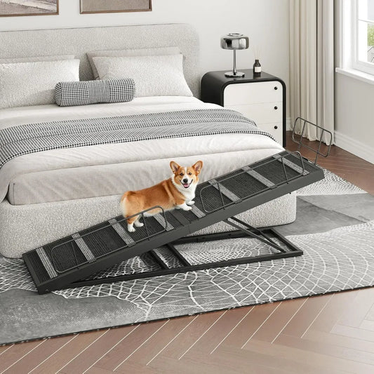 Dog Ramp Bed Pet Bed Access Ramp Dog Ramp with Non-Slip Carpet Surface Black