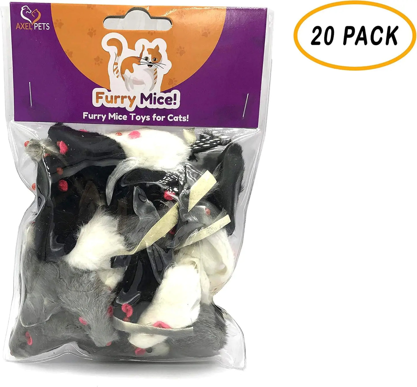20 Real Rabbit Fur Catnip Mice with Rattle Sound, Interactive Play Toy for Cats