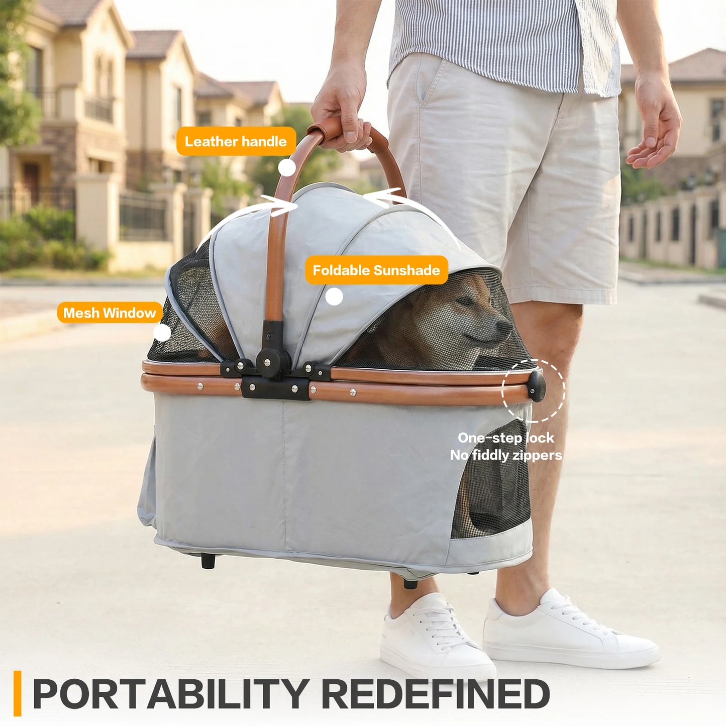 Puppy Cage Jogger Stroller All Terrain 4 Wheels Foldable Travel Jogger Foldable & Ventilated with Sun Shades for Jogging Running