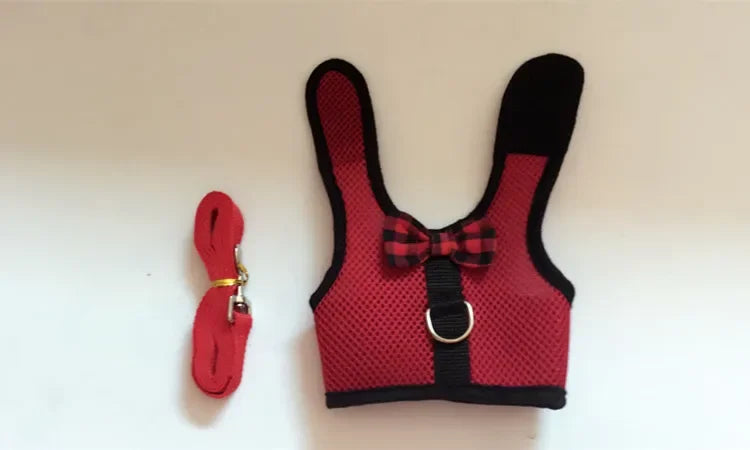 Small Animal Outdoor Walking Harness and Leash Set Cute Clothes for Puppy Kitten Pigs Bunny Chinchillas Necklace Rabbit Vest