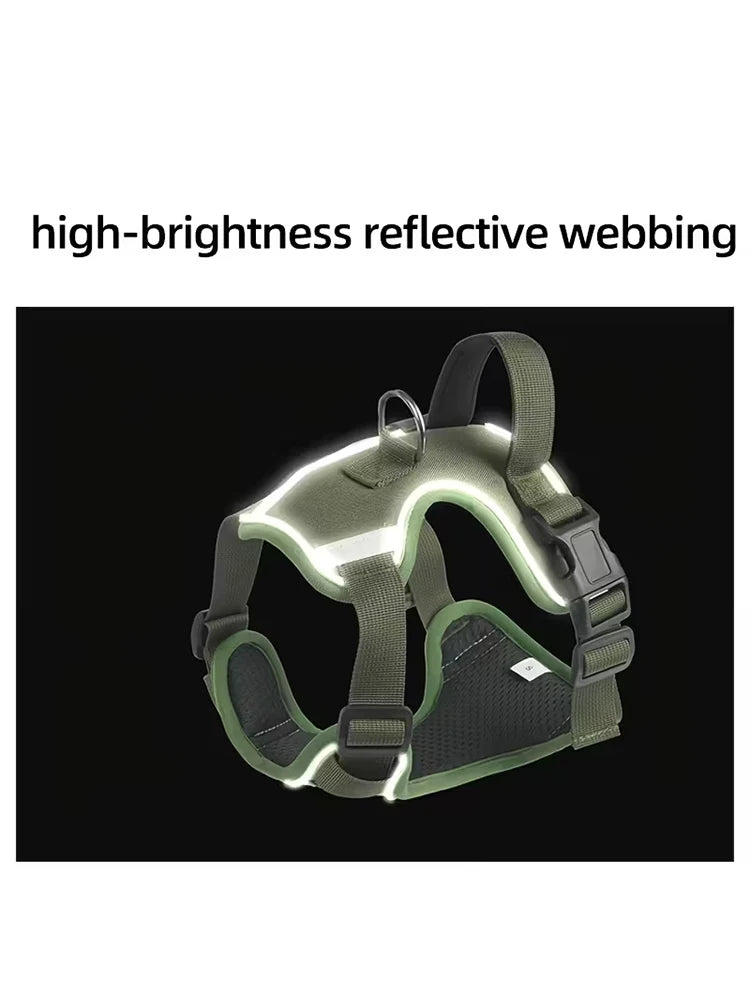 Dog harness with leash,dog collar,Heavy-Duty Dog Harness with Anti-Slip Padding, Front Leash Connector & Secure Buckles