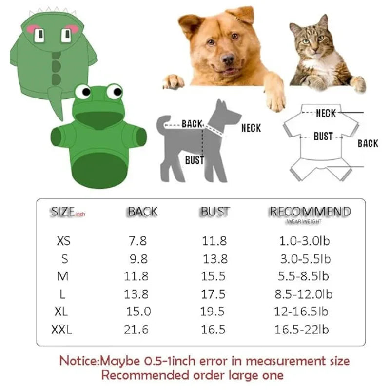 TONG Pet Hoodie Sweater - Warm Cold Weather Coat for Small Dogs Puppies & Cats, Christmas Halloween Party Costume