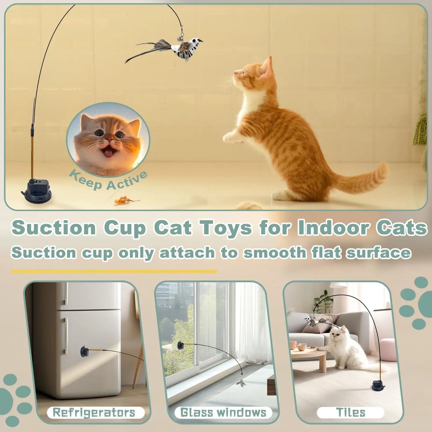 7-in-1 Interactive Cat Toy with Suction Cup, Silvervine Stick, Sisal Rope for Indoor Cats