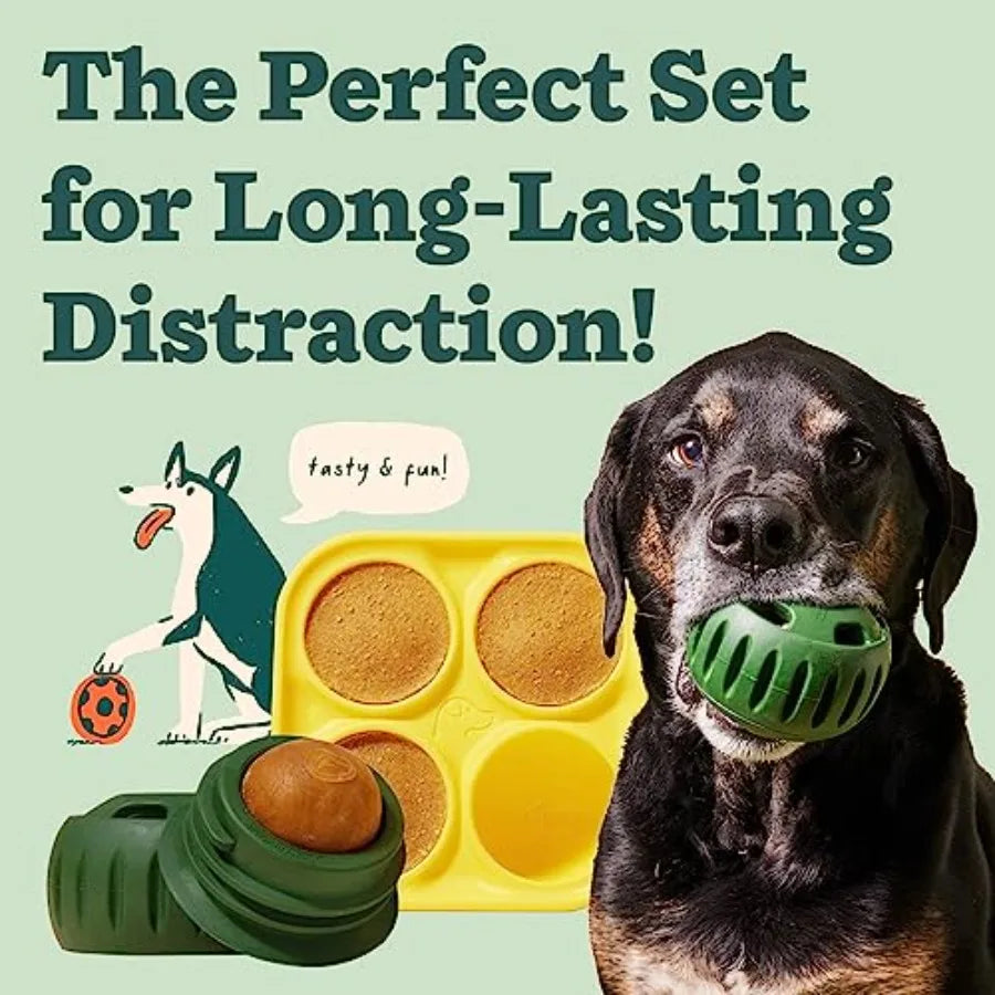 Pupsicle and Treat Tray - Long-Lasting Interactive Dog Ball Toy and Silicone Dog Treat Mold - Keep Your Pup Busy - Easy to Clea