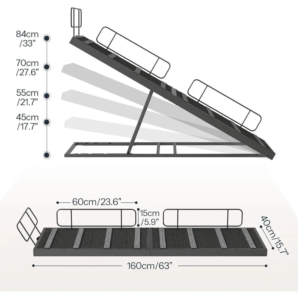 Dog Ramp Bed Pet Bed Access Ramp Dog Ramp with Non-Slip Carpet Surface Black