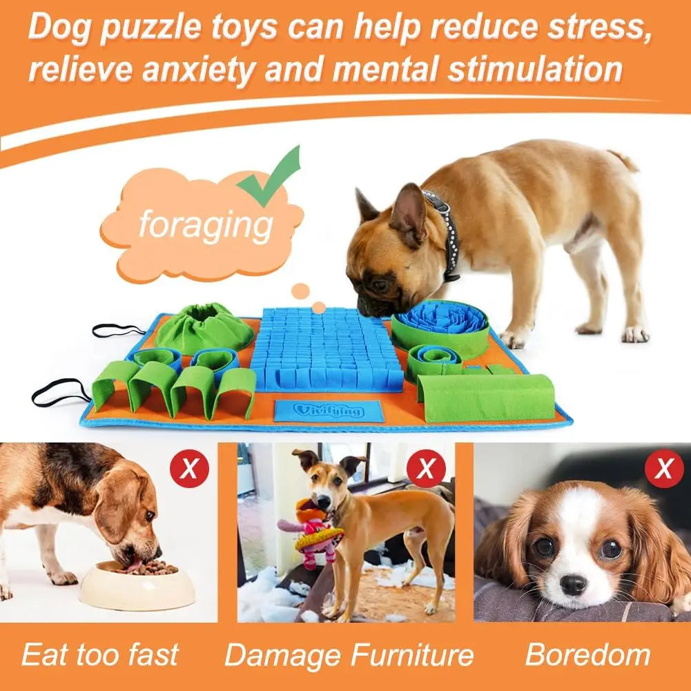 Snuffle Mat for Dogs, Interactive Dog Puzzle Toy for Boredom and Mental Stimulation, Enrichment Feeding Game Sniff Mat Helps Slo
