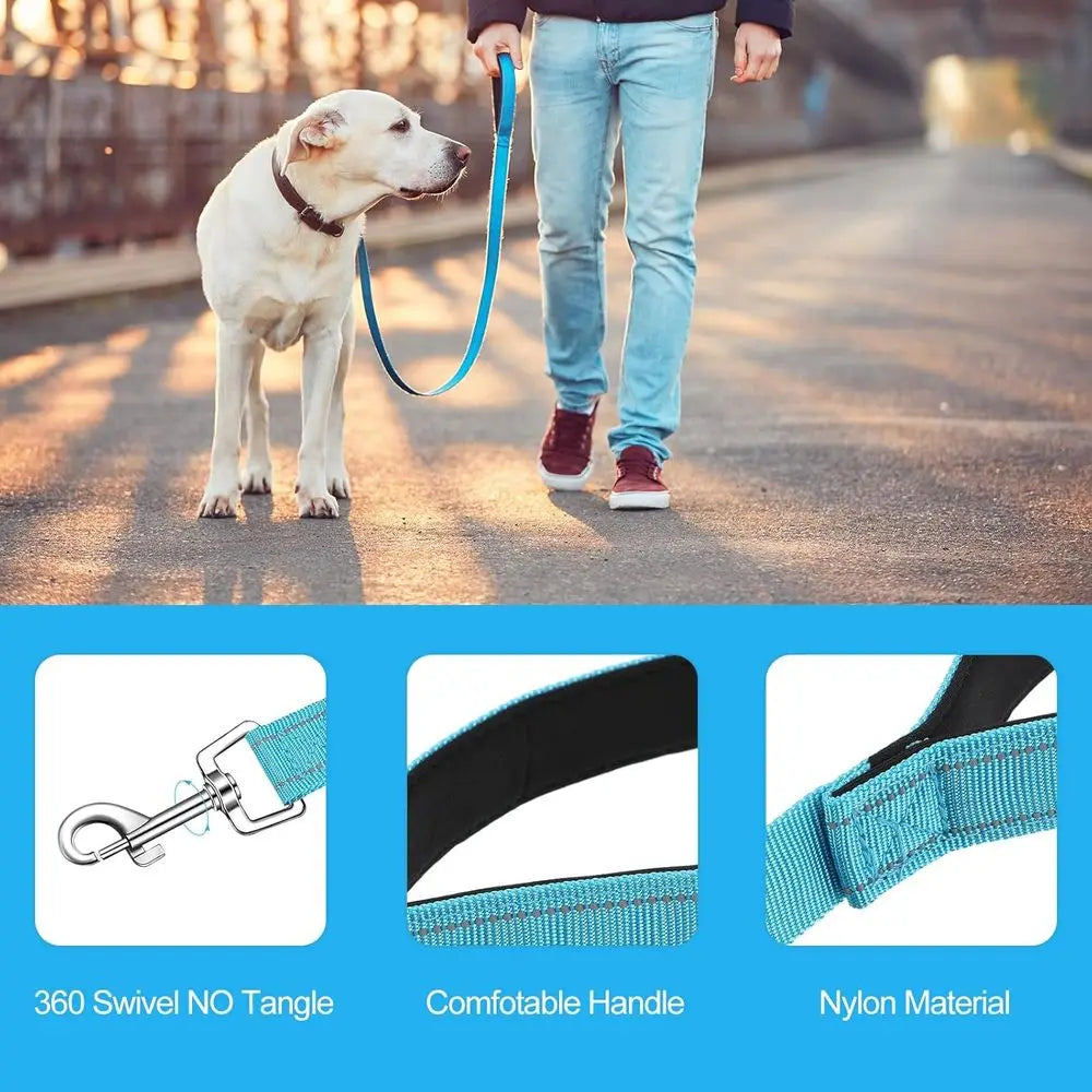 6 Pieces Dog Leash Bulk Medium Large Dog Heavy Duty Nylon Pack Dogs Leashes Padded Handle Double Sided Reflective Puppy Collar W