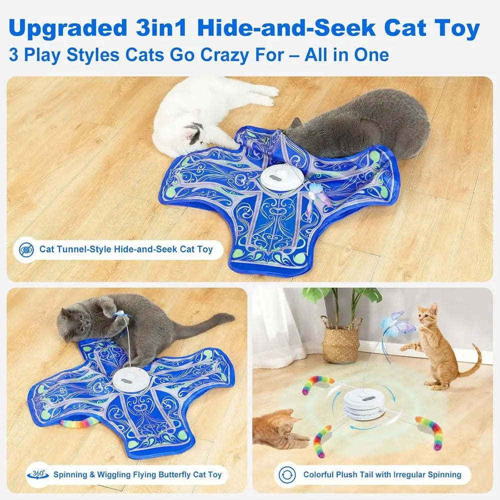 Interactive Cat Toys for Indoor Cats, Newly Upgraded Rechargeable Touch and Seek Kitten Toys to Combat Boredom in Adult Cats (Bl