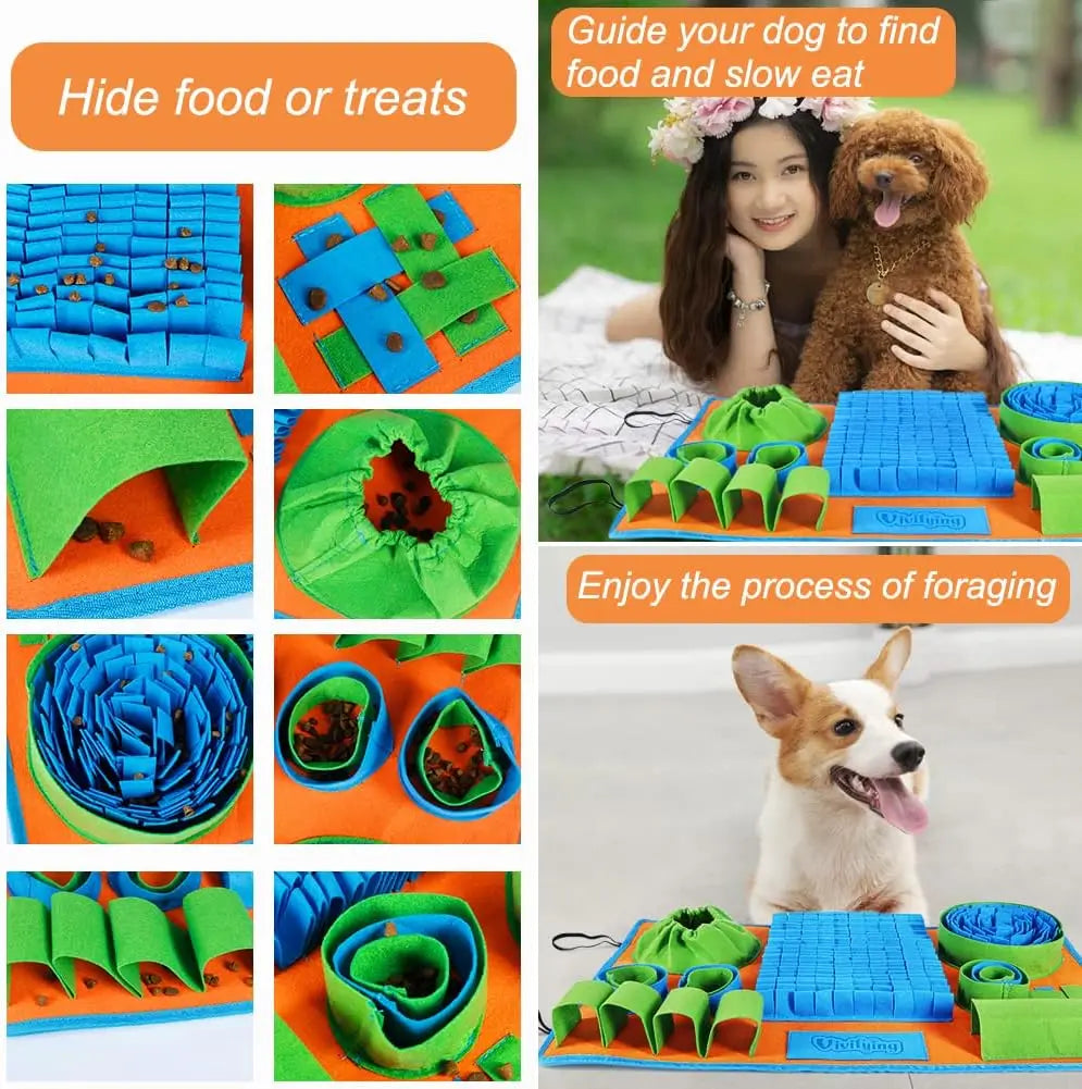 Snuffle Mat for Dogs, Interactive Dog Puzzle Toy for Boredom and Mental Stimulation, Enrichment Feeding Game Sniff Mat Helps Slo