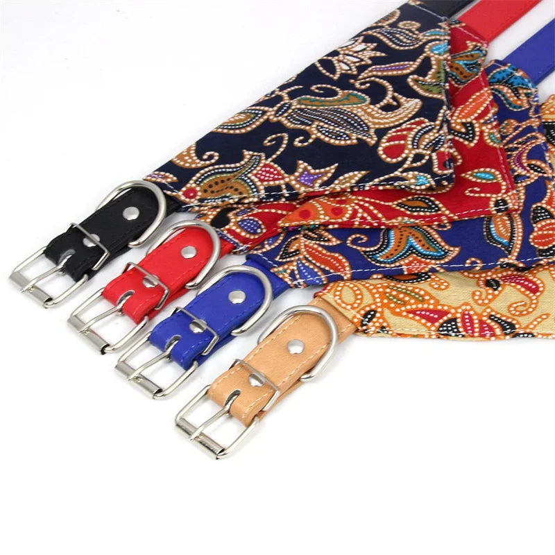 Japanese Style Sphynx Cat Collar for Cats Goats Flower Print Pet Collars with Bandanas Chinchilla mascotas Accessories Scarves