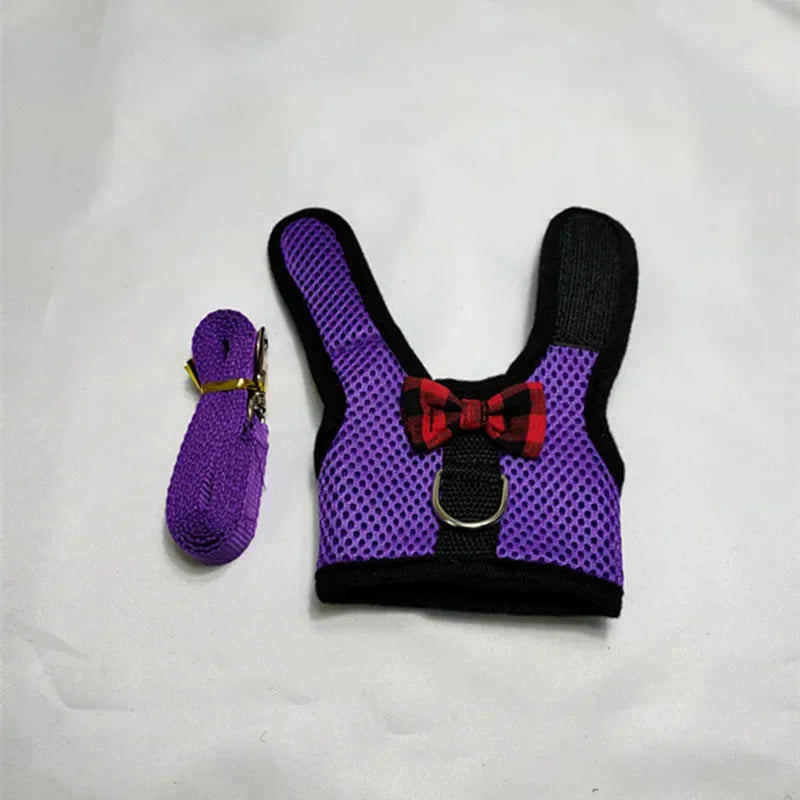 Small Animal Outdoor Walking Harness and Leash Set Cute Clothes for Puppy Kitten Pigs Bunny Chinchillas Necklace Rabbit Vest
