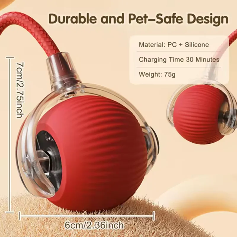 Interactive Self-Play Cat Toys, Automatic Teaser Ball and Rotating Stick, Hands-Free Fun for Kittens