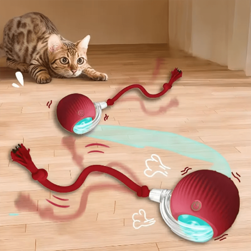 Automatic Interactive Cat Ball, Smart Self-Play Toy with Long Lasting Battery, Chew Proof for Cats Kittens - Barking & Purrfectly Happy