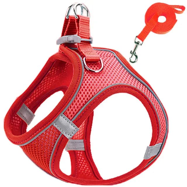 Cat Harness Reflective Pet Harnesses And Leashes Set Adjustable Pet Harness for Cats Small Dogs Pug Chihuahua Cat Accessories - Barking & Purrfectly Happy