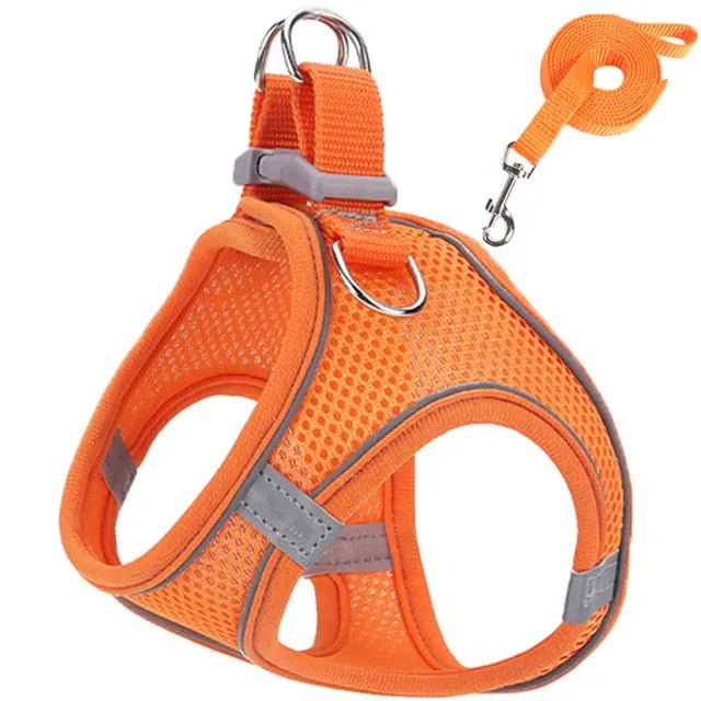 Cat Harness Reflective Pet Harnesses And Leashes Set Adjustable Pet Harness for Cats Small Dogs Pug Chihuahua Cat Accessories - Barking & Purrfectly Happy