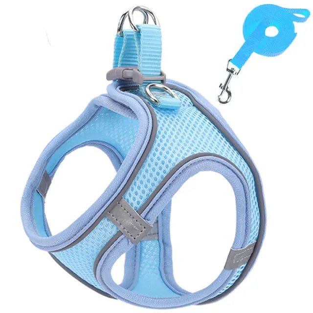 Cat Harness Reflective Pet Harnesses And Leashes Set Adjustable Pet Harness for Cats Small Dogs Pug Chihuahua Cat Accessories - Barking & Purrfectly Happy