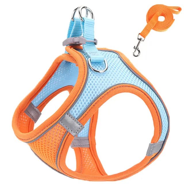 Cat Harness Reflective Pet Harnesses And Leashes Set Adjustable Pet Harness for Cats Small Dogs Pug Chihuahua Cat Accessories - Barking & Purrfectly Happy