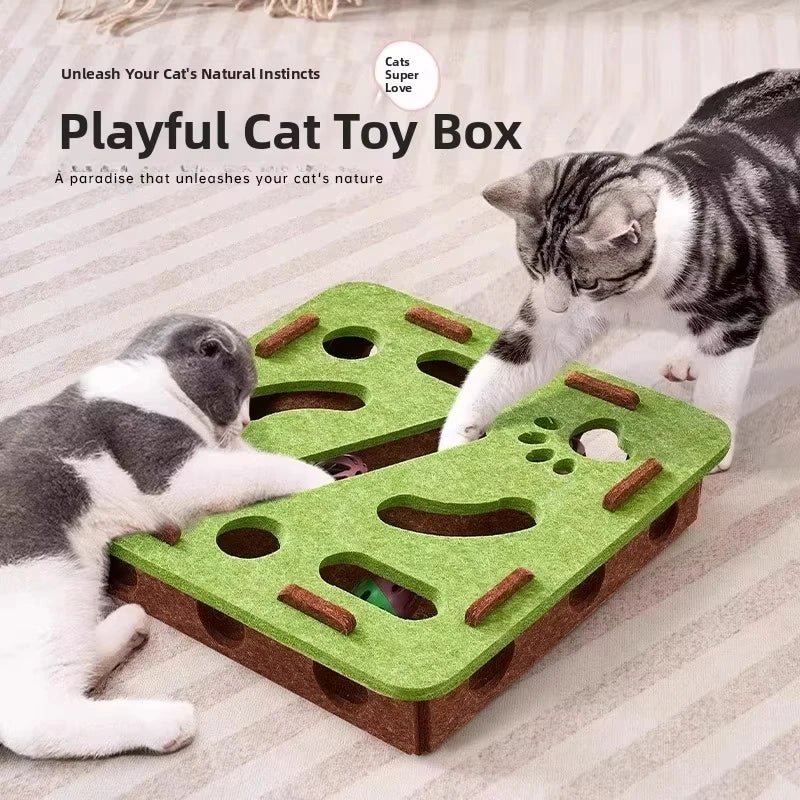 Cat Puzzle Toy Felt Puzzle Box Cat Exercise Toy With Ball Indoor Sports Entertainment Hunting Cat Toys For Indoor Cats - Barking & Purrfectly Happy