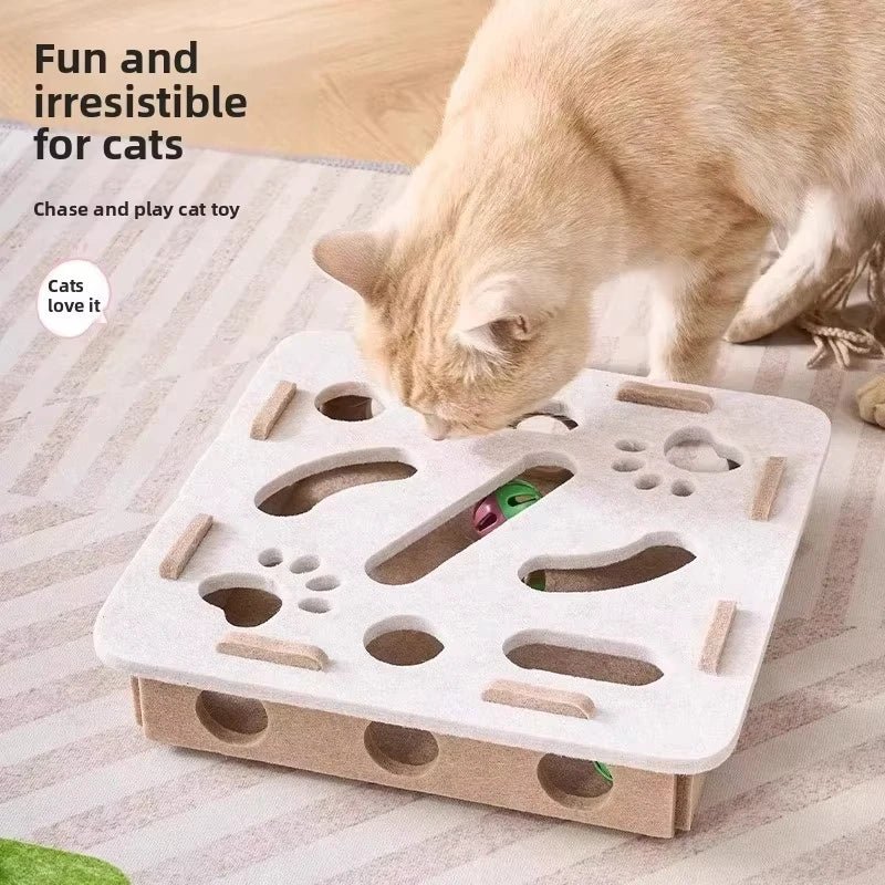 Cat Puzzle Toy Felt Puzzle Box Cat Exercise Toy With Ball Indoor Sports Entertainment Hunting Cat Toys For Indoor Cats - Barking & Purrfectly Happy
